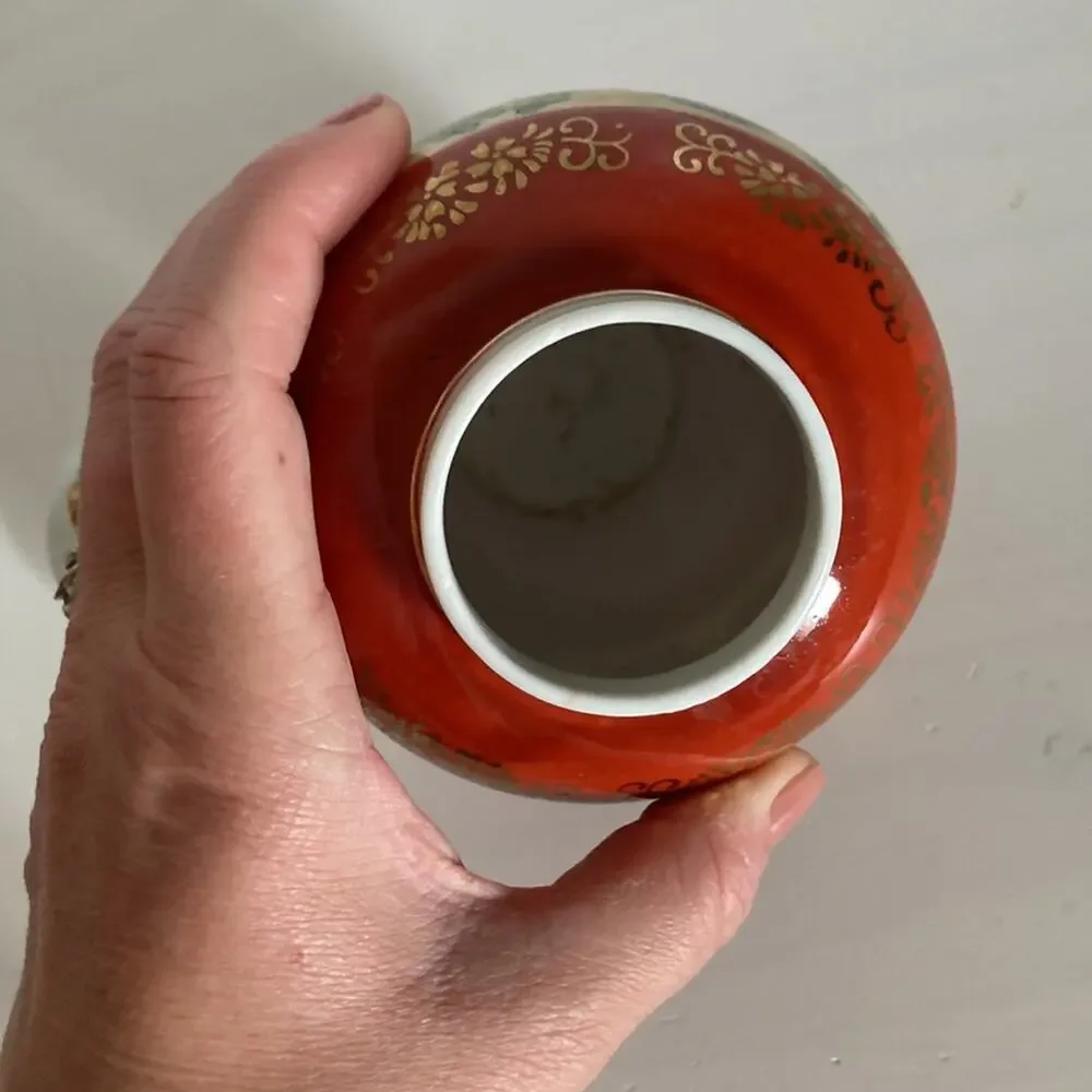 Vintage 1970s Handpainted Ginger Jar